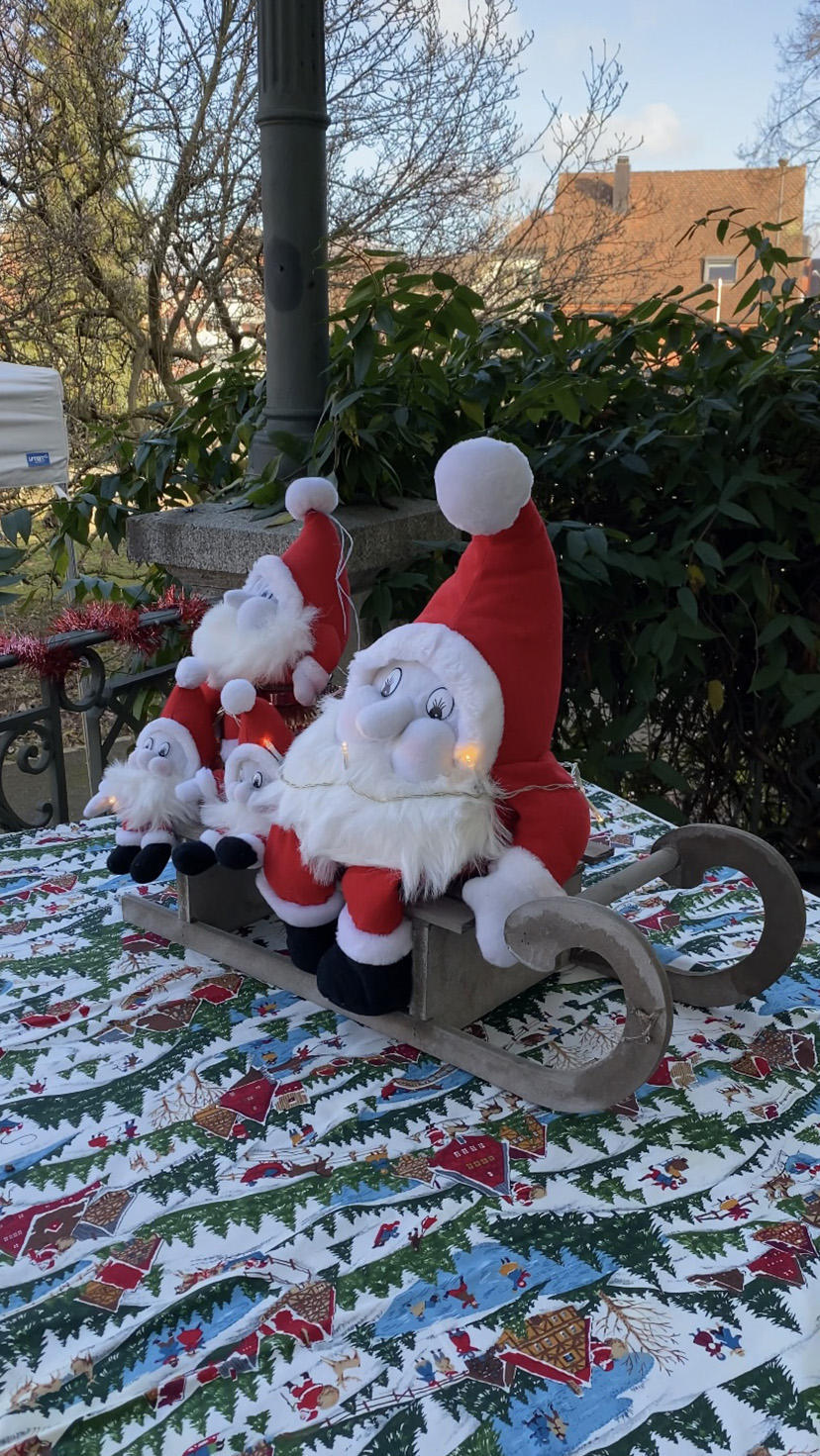 La famille père Noël en luge